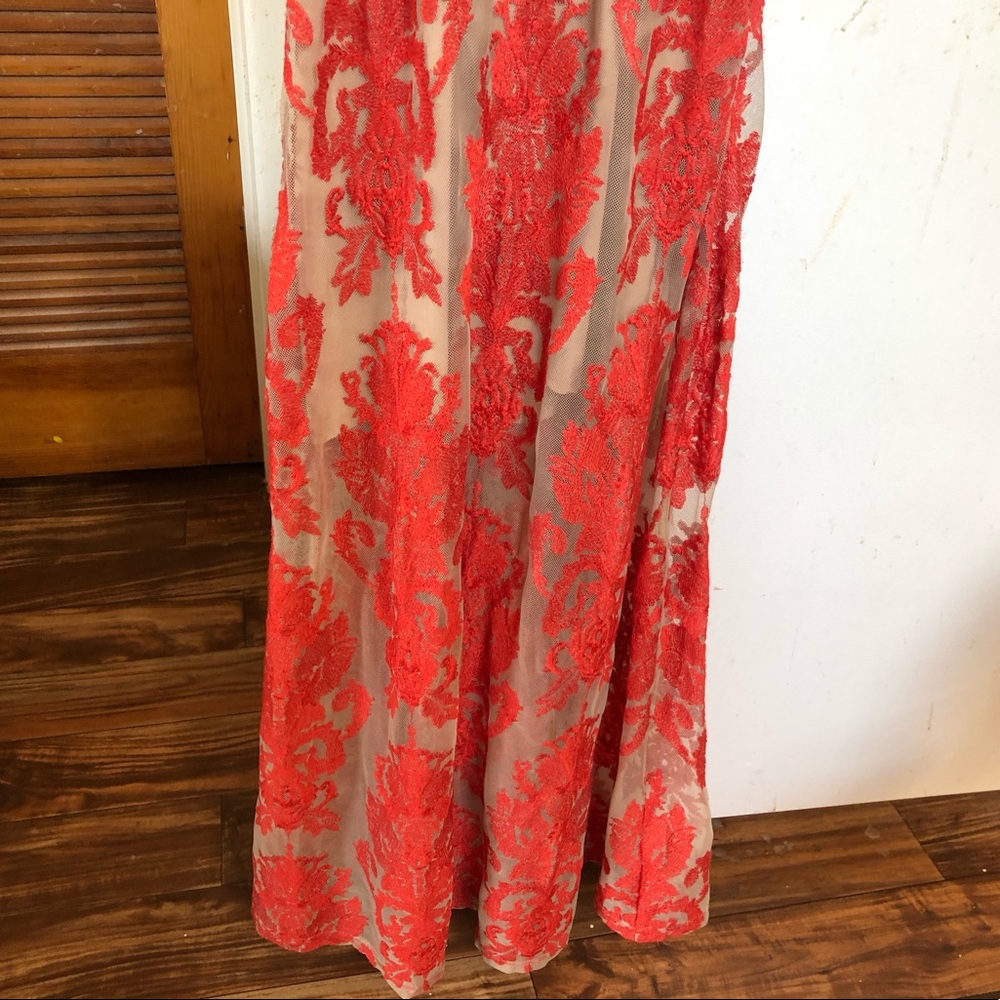 For Love & Lemons Red San Marco Lace Midi Dress S - Picture 9 of 16